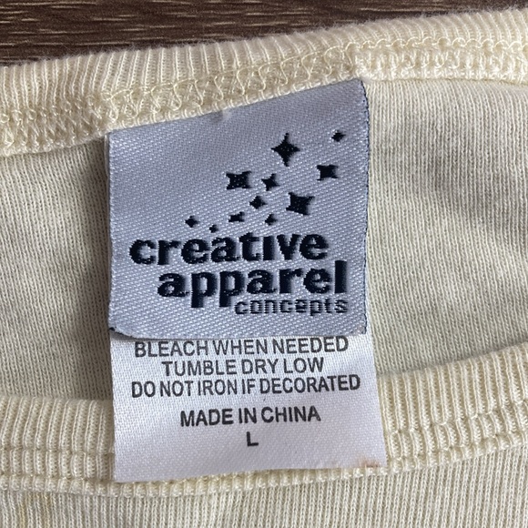 Vintage Y2K Creative Apparel Large University of Texas Cream 3/4 Sleeve L Tee - Picture 3 of 8